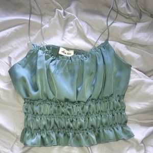 Emerald satin crop top